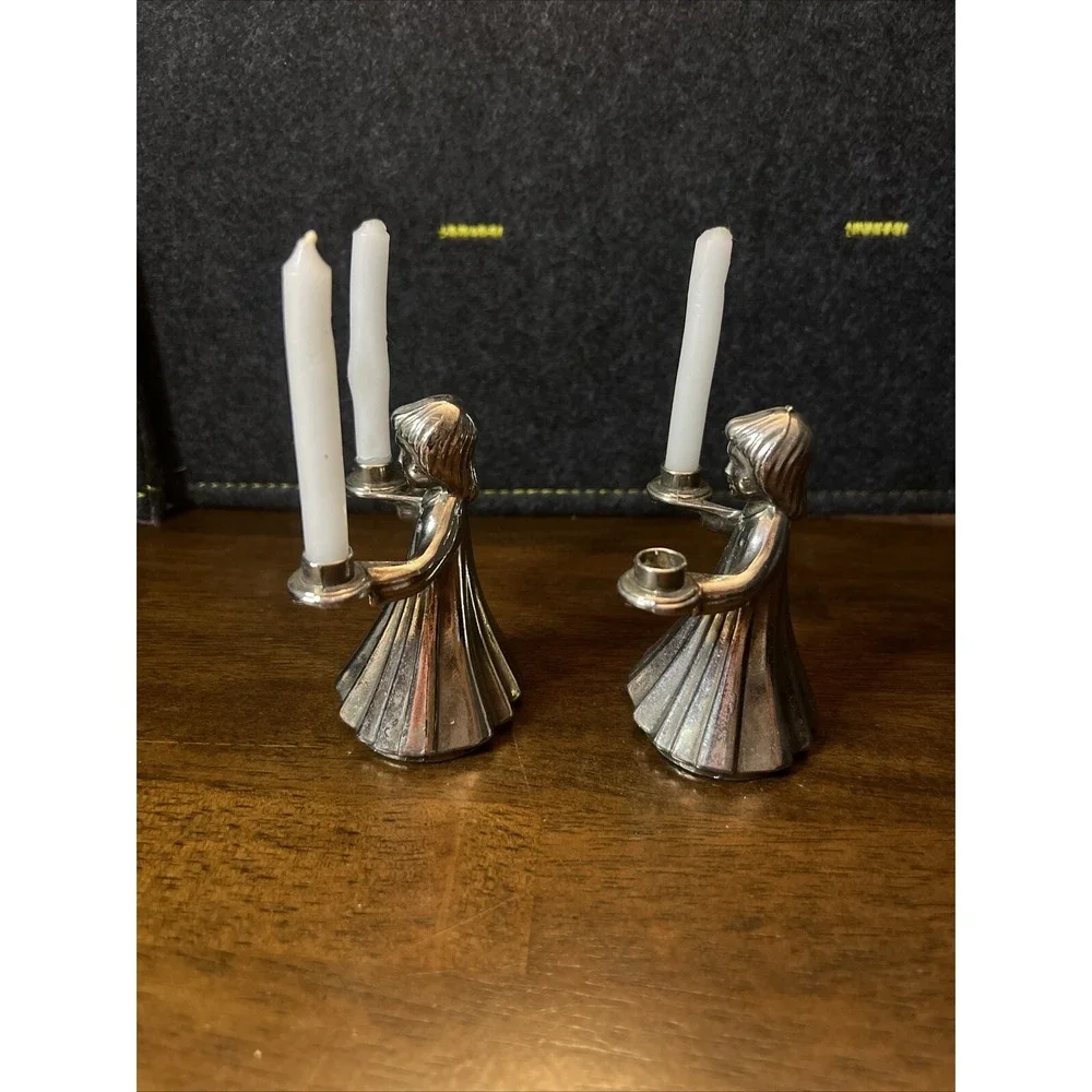 Vtg Oneida Ltd Silver Angel Lights Candleholder‎ William A Rogers Silverplated